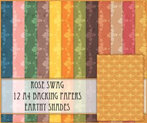 Rose Swag 12 A4 Backing Papers - Earthy Shades