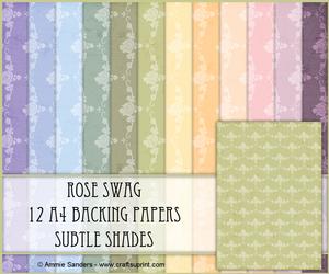 Rose Swag 12 A4 Backing Papers - Subtle Shades