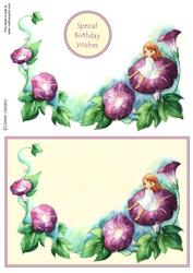 Darling Little Flower Girl Sat on a Beautiful Purple Flower