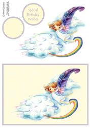 Darling Little Flower Girl Floating Over the Rainbow
