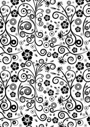 Black & White Floral Swirls A4 Backing Paper