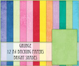 Grunge 12 A4 Backing Papers - Bright Shades