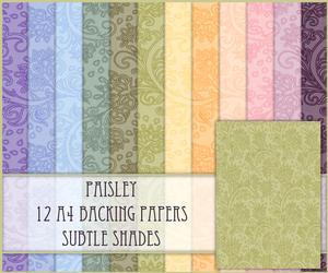 Tonal Paisley 12 A4 Backing Papers - Subtle Shades