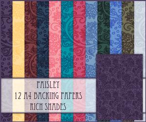Tonal Paisley 12 A4 Backing Papers - Rich Shades