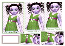 Cute Little Girl Dressed in Green & Pink