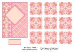 Pretty Pink & Peach Card Front & Matching Teabag Tiles