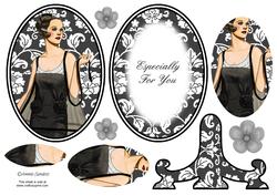 Vintage Beauty Cameo Wearing White & Black Plate Card Kit