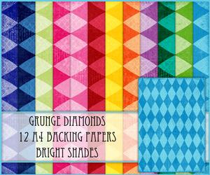 Grunge Diamonds 12 A4 Backing Papers - Bright Shades