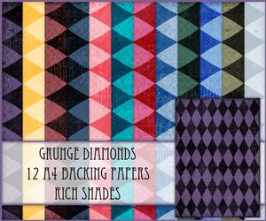 Grunge Diamonds 12 A4 Backing Papers - Rich Shades