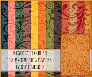 Regency Flourish 12 A4 Backing Papers - Earthy Shades