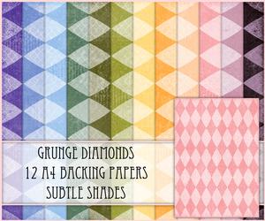 Grunge Diamonds 12 A4 Backing Papers - Subtle Shades