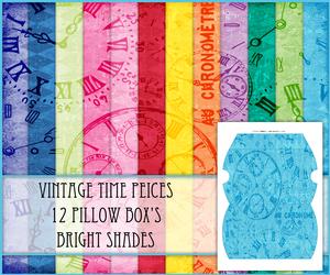 Vintage Time Peices 12 Pillow Box's - Bright Shades