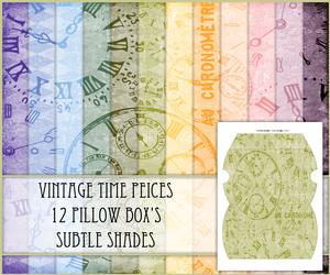 Vintage Time Peices 12 Pillow Box's - Subtle Shades