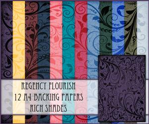 Regency Flourish 12 A4 Backing Papers - Rich Shades