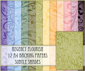 Regency Flourish 12 A4 Backing Papers - Subtle Shades