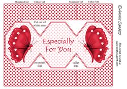 Red Butterfly 3 Panel Pop Up Card