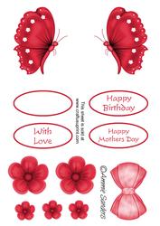 Red Butterfly Embelishment Sheet