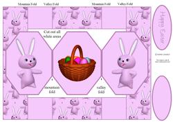 Pink Bunny Easter 3 Panel Pop Up Card