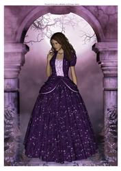 Beautiful Lady in Purple Princess Dress A4 Card/topper