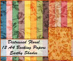 Distressed Floral 12 A4 Backing Papers - Earthy Shades