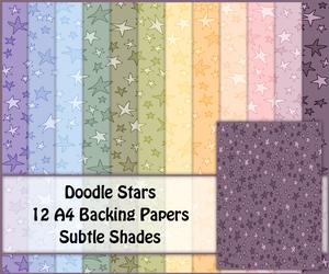 Doodle Stars 12 A4 Backing Papers - Subtle Shades