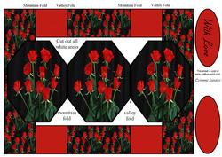 Beautiful Red Roses 3 Panel Pop Up Card