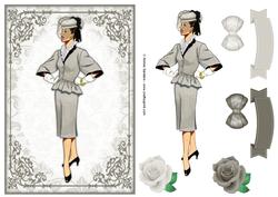 Vintage Fashion Lady Quick Card & Embellishments