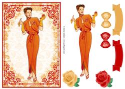 Vintage Fashion Lady Quick Card & Embellishments