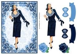 Vintage Fashion Lady Quick Card & Embellishments