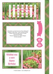 Bleeding Hearts Floral Birthday Flip Card Sheet