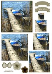 Boat Next to the Jetty Watercolour Pyramid Topper