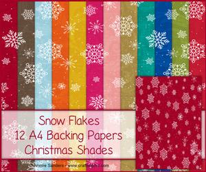Snow Flakes 12 A4 Backing Papers - Christmas Shades