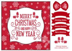 Holly, Merry Christmas & Happy New Year 8x8 Topper