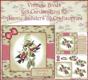 Vintage Birds 8x8 Mini Card Kit