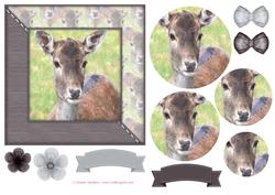 Sweet Deer Watercolour 6x6 Card Front & Decoupage