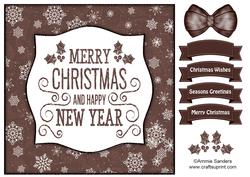 Holly, Merry Christmas & Happy New Year 8x8 Topper