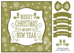 Holly, Merry Christmas & Happy New Year 8x8 Topper