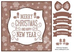 Holly, Merry Christmas & Happy New Year 8x8 Topper