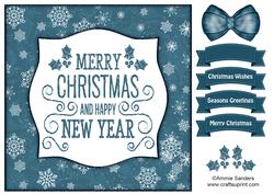 Holly, Merry Christmas & Happy New Year 8x8 Topper