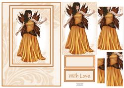 Beautiful Fairy in Shades of Gold & Brown Card Front Kit