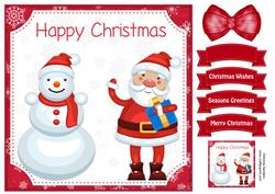 Christmas Jolly Santa & Snowman 8x8 Topper