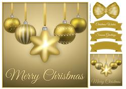 Gold Merry Christmas Baubles 8x8 Topper & Embellishments