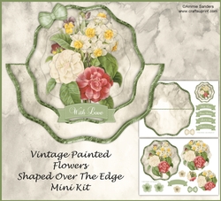 Vintage Painted Flowers Shaped Over the Edge Mini Kit