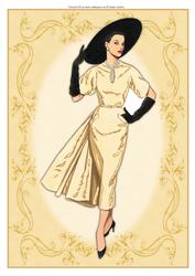 Beautiful Vintage Fashion Lady Dressed in Yellow Gold