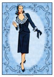 Beautiful Vintage Fashion Lady Dressed in Navey Blue