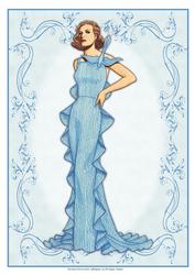 Beautiful Vintage Fashion Lady Dressed in Light Blue
