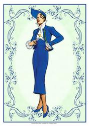 Beautiful Vintage Fashion Lady Dressed in Blue