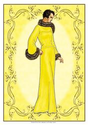 Beautiful Vintage Fashion Lady Dressed in Yellow