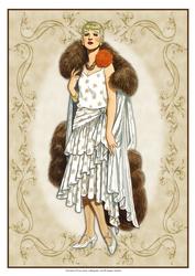 Fashion Lady Dressed in Brown & White