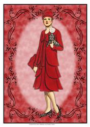 Beautiful Vintage Fashion Lady Dressed in Red